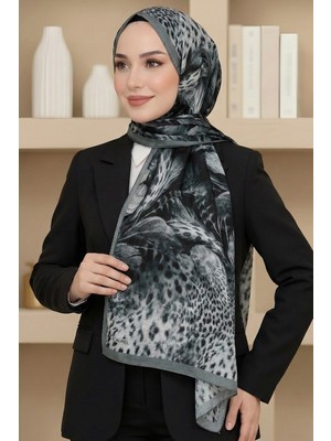 Hadiora Kadın Mint Leopar Desenli Bambu Crush Şal