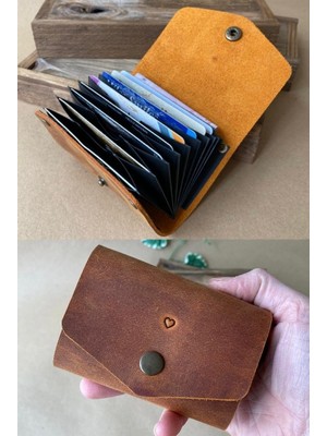 Alesta Leather Atelier (Isim Yazıyoruz) Akordeon Kartlık - Hakiki Deri El Yapımı