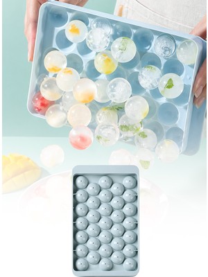 Omilife Kapaklı 33 Hazneli Yuvarlak Buz Kalıbı Plastik Malzeme ile Pratik Buz Yapma Aracı
