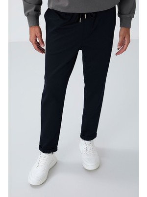 Lacivert Yüzeyi Dokulu Standart Fit Erkek Eşofman Alt - 82154