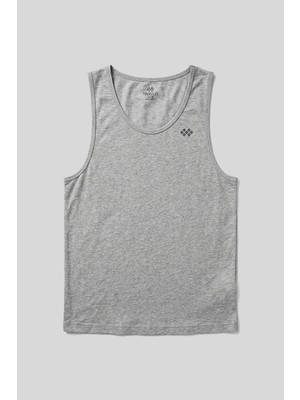Gri Melanj Standart Kalıp Basic Spor Performans Kolsuz Erkek Atlet - 88503