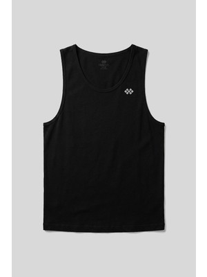 Siyah Standart Kalıp Basic Spor Performans Kolsuz Erkek Atlet - 88503