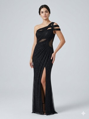 Centilmen For Costume Tek Omuz Abiye Elbise 10541