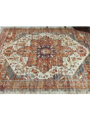 Pera Halı Pas Kırmızısı ve Krem Medalyonlu Vintage Halı - Outlet - 4306OU