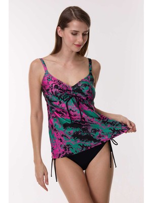 Ayyıldız 4671 Yeşil Pembe Desenli Tankini