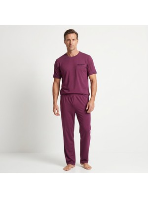 Lacaton Erkek Büyük Beden O Yaka Kısa Kol Pijama Takım