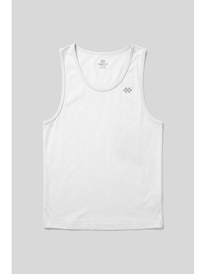Beyaz Standart Kalıp Basic Spor Performans Kolsuz Erkek Atlet - 88503