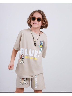 Miniko Kids Erkek Çocuk Bluey Modelli Pamuk Şortlu Takım