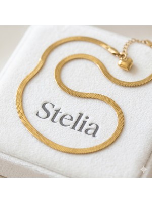 Stelia Kolye - 45 cm Italyan Zincir Kolye - Yassı Ezme Model