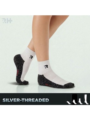 Rider Healthcare Cryo Silver + Havlu Taban Kısa Gümüş İplikli Çorap — Beyaz