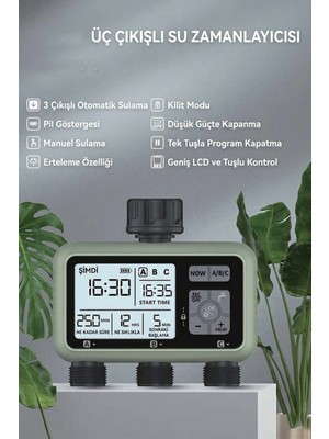Konk Tools 3 Çıkışlı Akıllı Bahçe Sulama Zamanlayıcısı Yağmur Geciktirme ve IP55 Su Geçirmez