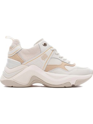 Tommy Jeans Tommy Hilfiger Fashion Wedge Leather Womens Sneaker Hakiki Deri Kadın Günlük Spor Ayakkabı Bej