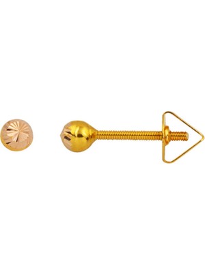 Bilezikci Vidalı 3 mm. 14 Ayar Top Altın Küpe