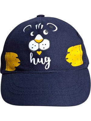 Spteks Kitti 1-3 Yaş Erkek Bebe Lacivert Baskı Desen Figürlü Rahat Yazlık Kep Şapka