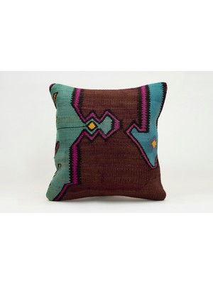 Kilim Wholesale El Yapımı Kilimden Yapılmış Vintage Kırlent Kılıfı, Yün, 40X40 cm