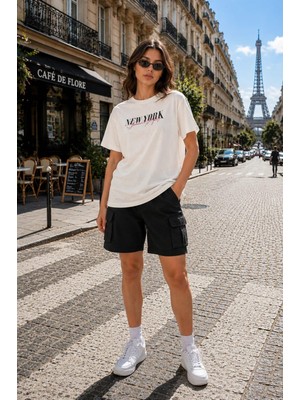 Alexander Gardi Oversize Geniş Kalıp Bisiklet Yaka Baskılı T-Shirt