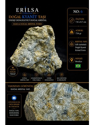 Erilsa Sertifikalı Doğal Kyanit Taşı Kütle – Ham Kristal Mineral Koleksiyon Taşı No6