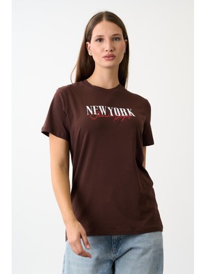 Alexander Gardi Oversize Geniş Kalıp Bisiklet Yaka Baskılı T-Shirt