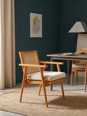 Gazzini Furniture Nara Japandi Hazeranlı Kolçaklı Ahşap Sandalye