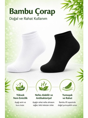 Sky Socks 5'li Erkek Bambu Konforlu Terletmez Koku Yapmaz Patik Çorap Siyah Beyaz