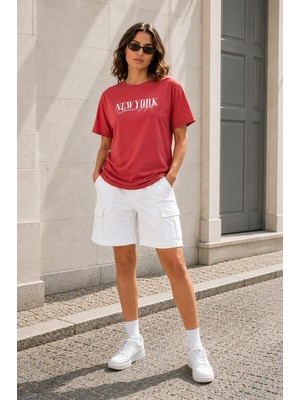Alexander Gardi Oversize Geniş Kalıp Bisiklet Yaka Baskılı T-Shirt