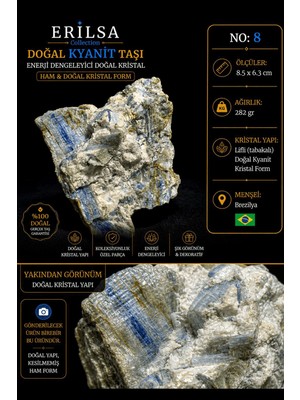 Erilsa Sertifikalı Doğal Kyanit Taşı Kütle – Ham Kristal Dekoratif Mineral Parçası No8