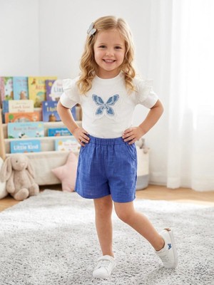 Butik Kız Çocuk Kelebek Desenli Şortlu 2'li Takım