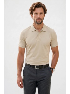 Tudors Erkek Slim Fit Dar Kesim %100 Mısır Pamuğu Yumuşak Dokulu Gri Polo Yaka Erkek Tişört 