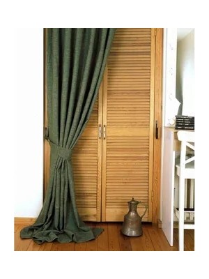Vivense Massarelli Fon Perde Keten Yeşil Pilesiz 100X260