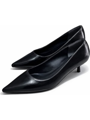 Patron Shoes Hakiki Deri 4 cm Topuklu Sivri Burun Kadın Stiletto