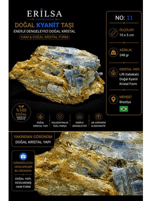 Erilsa Sertifikalı Doğal Kyanit Taşı Kütle – Ham Kristal Yapılı Koleksiyonluk Mineral Taşı NO11