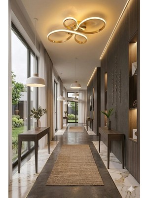 Lzy Avize Store Liya Tasarım Gold LED Plafonyer Avize - 3 Renk Işıklı Ayarlanabilir Modern Aydınlatma
