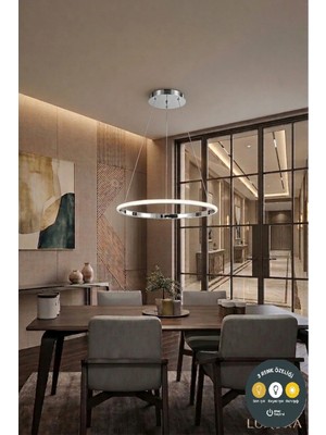 Lzy Avize Store Tekli Halka Krom LED Sarkıt Avize 3 Renkli Modern Salon & Antre Aydınlatma
