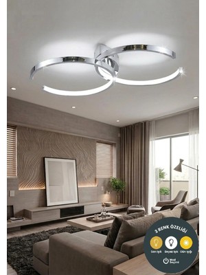 Lzy Avize Store C Model Krom 3 Renkli Plafonyer Avize Salon, Mutfak, Antre & Çocuk Odası Tavan Aydınlatma