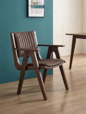 Gazzini Furniture Hugo Kapitone Döşemeli Kolçaklı Ahşap Sandalye