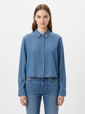 Only Onlcharıs Lıfe Ls Short Shırt Wvn cc Kadın Mavi Gömlek - 15364007