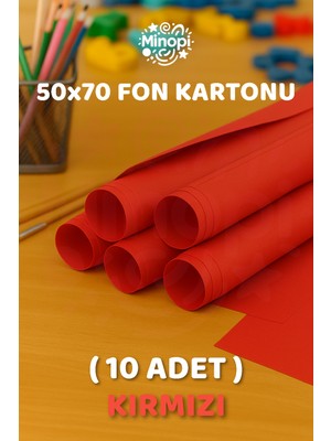 Minopi Kırmızı Fon Kartonu 50X70 cm 10'lu Paket Renkli Fon Kartonu