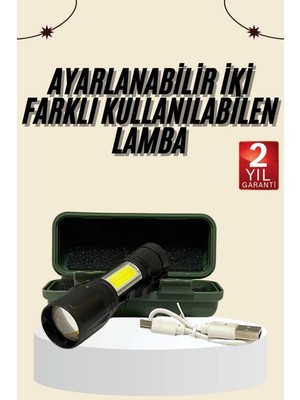 İlanib Ticaret Uzun Menzilli Şarjlı El Feneri Uzun Ömürlü LED Işık Lamba