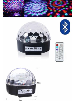 Küre Disko Topu Müzik Çalar Renkli Lazer Işıklı Bluetooth Disko Parti Işığı Kumandalı