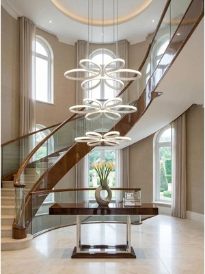 Lzy Avize Store Yonca 6’lı Krom Sarkıt 3 Renkli Salon Mutfak Çocuk Odası Yemek Masası ve Antre Için Modern LED
