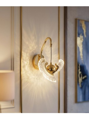Tasarım Crystal Wing Luxury Sarkıt Aplik 3 Renk Ledli Gold Sarı Ithal Kaplama