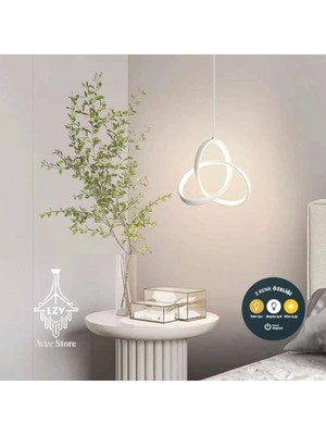 Lzy Avize Store Modern Bükümlü (Twisted) Sarkıt LED Yatak Başı Sarkıt Avize - 3 Renk Işık & 200CM Kablolu (Beyaz)