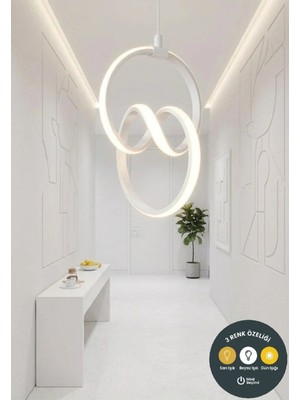 Lzy Avize Store 3 Renkli Signature Beyaz Sarkıt Avize Modern Salon, Mutfak, Çocuk Odası ve Antre Aydınlatma