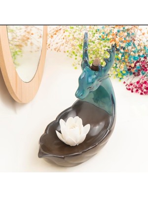Woodbay Zen Geyik Temalı Geri Akışlı Şelale Tütsülük / 12 Adet Geri Akış Tütsü Hediyeli