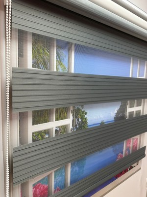 İREMKARAHOME Çift Mekanizmalı Zebra Stor Perde Geniş Gri-Beyaz