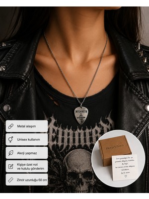 Herşey Nota Megadeth Temalı Unisex Pena Kolye 60 cm Zincirli Metal Müzik Aksesuarı