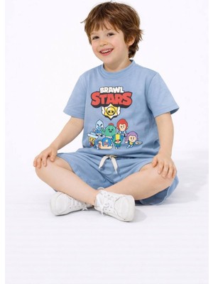 Miniko Kids Erkek Çocuk Brawl Stars Modelli Pamuk Şortlu Takım