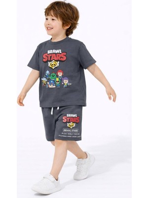 Miniko Kids Erkek Çocuk Brawl Stars Modelli Pamuk Şortlu Takım