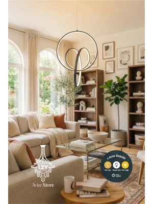 Lzy Avize Store Modern Siyah Sarkıt Halka 3 Renk Ledli LED Sarkıt Avize - 25CM
