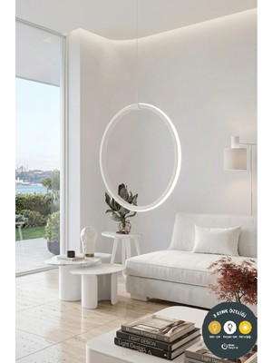 Lzy Avize Store Daire Beyaz Tekli LED Sarkıt Avize & Şık ve Modern Antre Hol Aydınlatması (30 Cm)